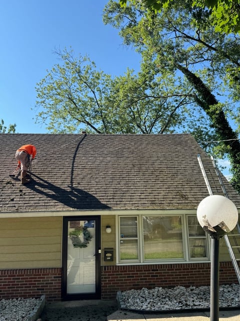 Roof repair in progress