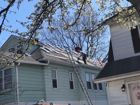 Roof repair in progress