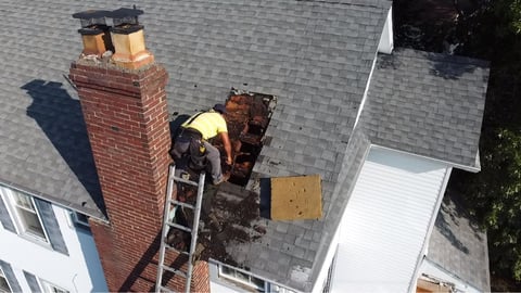 Roof repair near chimney