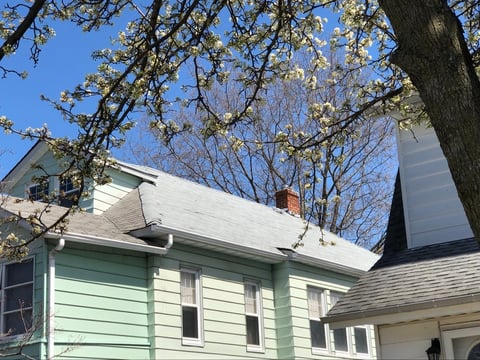 Roof tear-off in progress