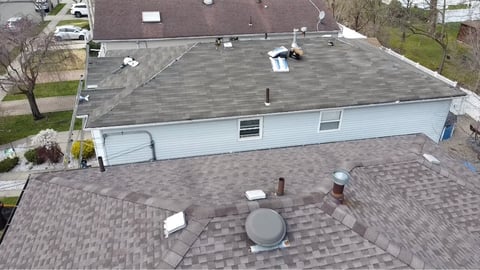 Aerial view of completed roof