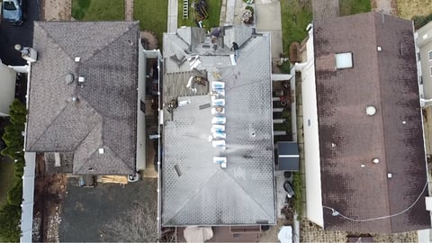 Aerial view of completed roofs
