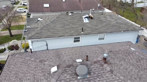 Aerial view of completed roof